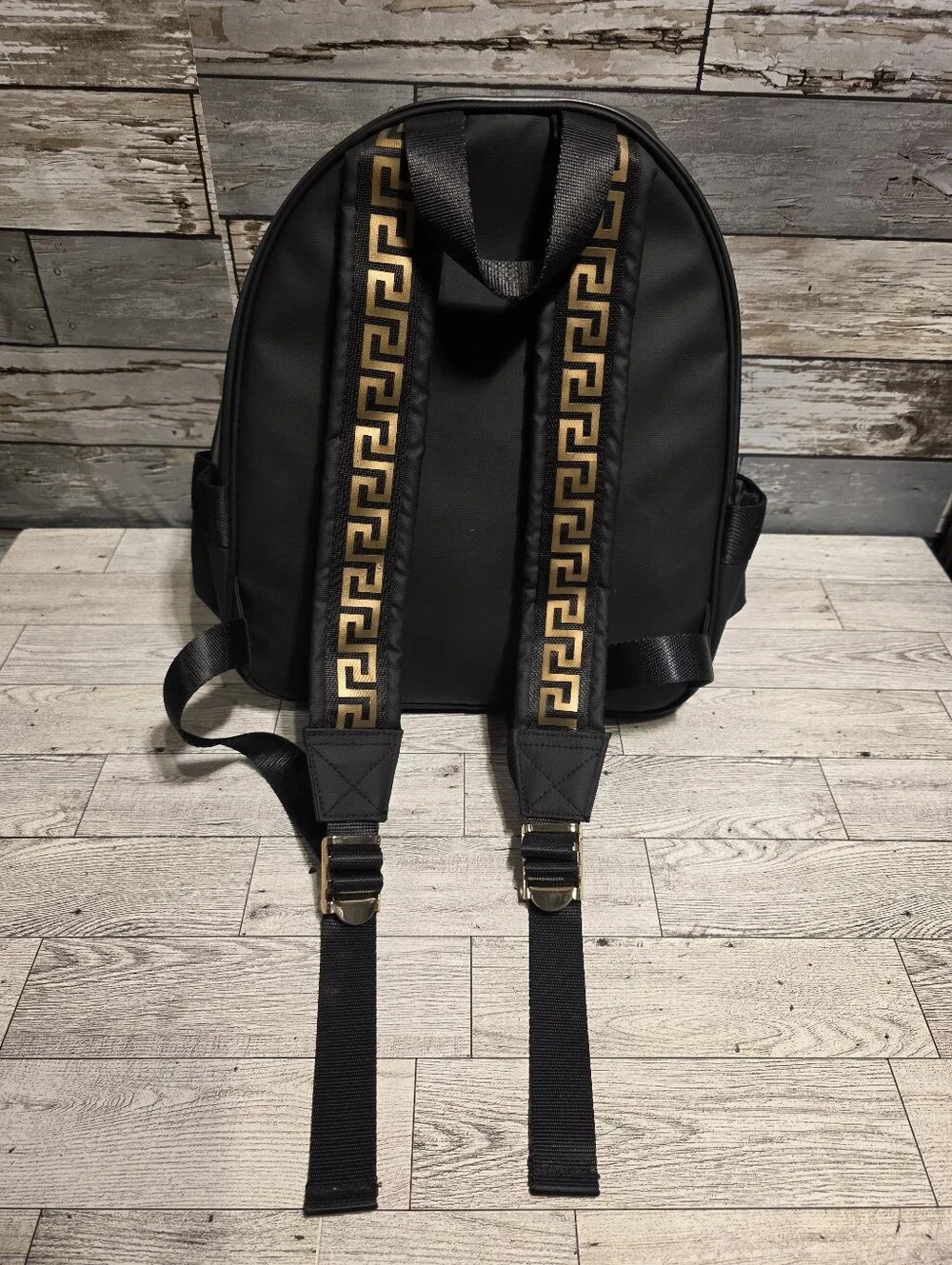 Versace Black Backpack with Gold Medusa Logo